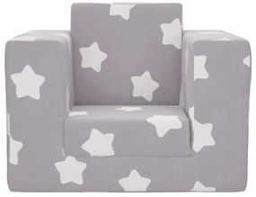 Sofá-cama infantil de c/ estrelas pelúcia cinzento-claro