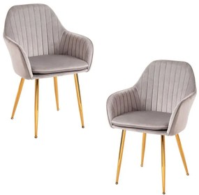 Pack 2 Cadeiras Chic Golden - Cinza claro