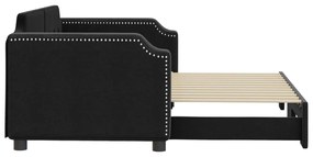 Sofá-cama com gavetão 90x200 cm tecido preto