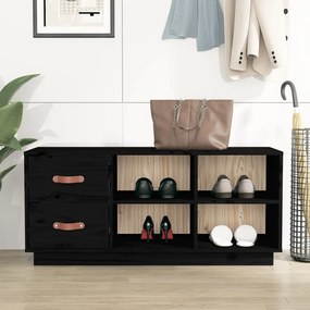 vidaXL Banco sapateira 100x34x45 cm pinho maciço preto