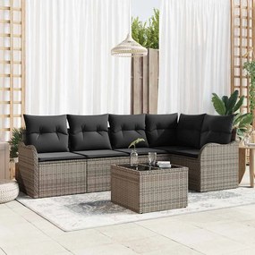Conjunto de Sofá de Jardim vidaXL de 5 Peças com Almofadas em Rattan Preto