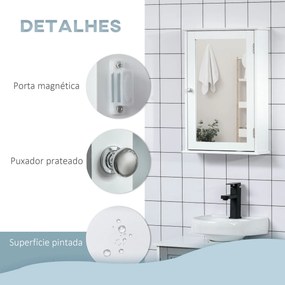 Armário de Casa de Banho com Espelho Armário com Espelho para Casa de Banho com 1 Prateleira Estilo Moderno 41x14x60 cm Branco