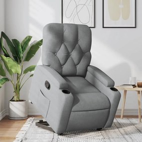 vidaXL Poltrona reclinável elevatória tecido cinzento-claro