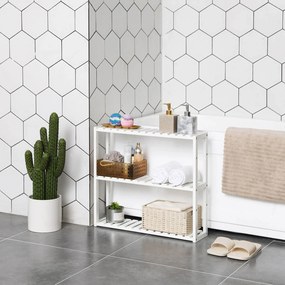 Estante de bambu com 3 prateleiras 60 x 54 x 15 cm Branco