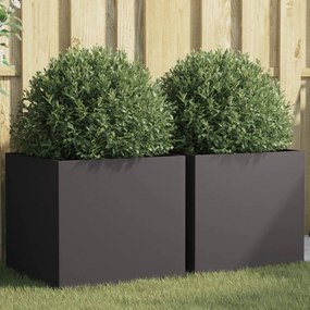 Vasos/floreiras 2 pcs 49x47x46 cm aço preto