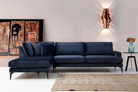 Sofá de Canto Papira - Azul Marinho - 283 x 180 x 90 x 88 cm