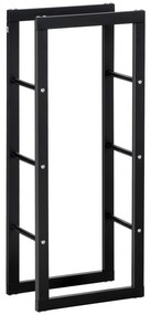 HOMCOM Suporte para Lenha de Metal Porta Lenha Metálico para Interior e Exterior Carga Máxima 100 kg 40x25x100 cm Preto