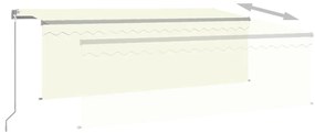 Toldo retrátil manual com estore e luzes LED 4x3 m cor creme