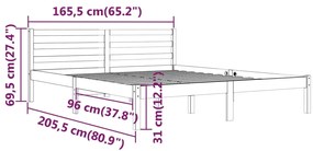 Estrutura de cama 160x200 cm pinho maciço
