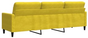 Sofá de 3 lugares 210 cm veludo amarelo