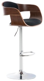 Banco de bar Kingston em tecido e com estrutura cromada 50 x 88-102 x 48 cm Preto + Cor Nogueira