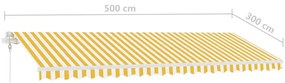 Toldo automático independente 500x300 cm amarelo e branco