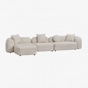 Sofá Modular Chaise Longue Esquerdo De 3 Peças Em Chenille Coco Chenille Grossa Branca - Sklum