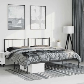 Estrutura de cama com cabeceira 183x213 cm metal preto