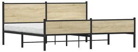 Estrutura de cama sem colchão 193x203cm metal carvalho sonoma