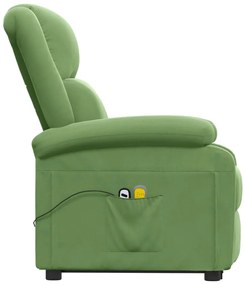 Poltrona elevatória de massagens veludo verde-claro
