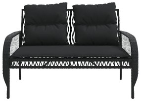 4 pcs conjunto de sofás para jardim c/ almofadões vime PE preto