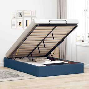 Estrutura de cama otomana sem colchão 120x200 cm tecido azul