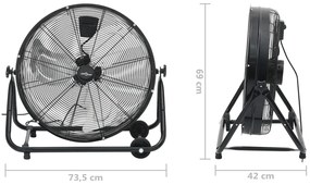 Ventoinha de tambor industrial 60 cm 172,5 W preto
