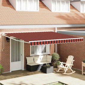 vidaXL Toldo Retrátil Manual com LED Laranja e Castanho 350x250 cm