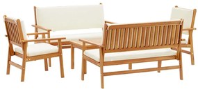 Conjunto de Sofá de Jardim de 5 Peças com Almofadas em Madeira Sólida