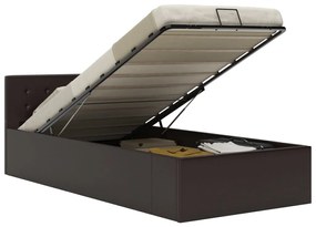 vidaXL Cama hidráulica c/ arrumação 100x200cm couro artificial cinza