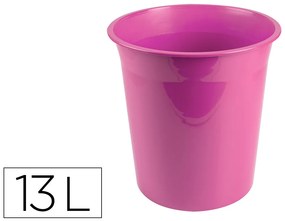 Cesto de Papeis em Plástico Ecouse 100% Reciclado Rosa Opaco 13 Litros 275x285 mm