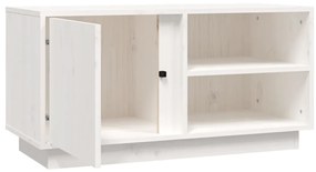 Móvel de TV 80x35x40,5 cm madeira de pinho maciça branco