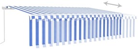 Toldo retrátil manual com estore/LED 6x3 m azul e branco
