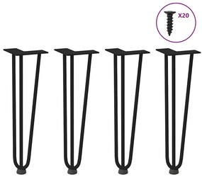 Pernas de grampo para mesa de centro 4 peças pretas 42 cm aço maciço