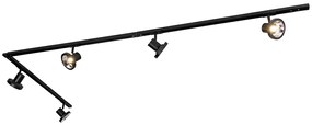 Sistema de iluminação de trilho moderno com 5 focos pretos monofásicos 300 cm - Iconic Jeany