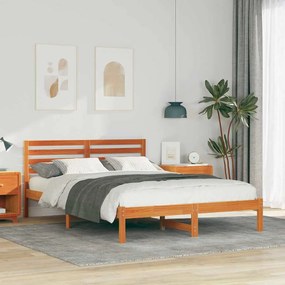 vidaXL Estrutura da Cama com cabeceira Marrom Cera 140 x 210 cm
