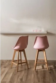 Banco Alto Nórdico Com Almofada De Couro Sintético Cor-de-rosa Avelã & ↑65 Cm - Sklum