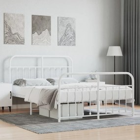 Estrutura de cama com cabeceira e pés 150x200 cm metal branco