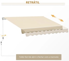 Toldo de Parede Retrátil Manual – Modelo Faro – 295x245 cm – Cor Bege