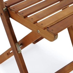 Conjunto de jardim uma mesa e duas cadeiras em madeira de acácia dobrável com 3 peças Castanho