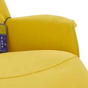 Cadeira de massagens reclinável c/ apoio de pés tecido amarelo