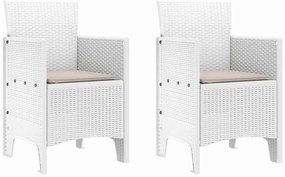 Cadeiras de Jardim 2 pcs Branco 53 x 49 x 85 cm Plástico