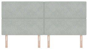 Cabeceira Botão de Cristal Tufted Cinza Claro de 200 cm em Veludo