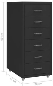 Arquivador móvel 28x41x69 cm metal preto