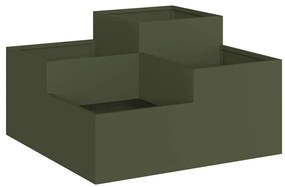 Jardineira vidaXL 80x80x48 cm Verde Oliva Aço