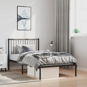 vidaXL Estrutura de cama com cabeceira 100x190 cm metal preto