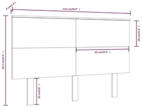 Cabeceira de cama 124x6x82,5 cm pinho maciço cinzento