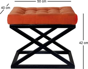 Pouffe Capraz – Preto e Laranja – 50 cm x 42 cm x 40 cm