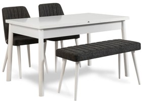 **** Conjunto de Mesa de Jantar Extensível Santiago – Branco/Antracite