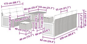 Conjunto de Sofá de Jardim de 10 Peças com Almofadas Preto em Rattan P