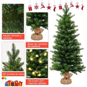 Árvore de Natal artificial de 90 cm com 50 luzes LED e temporizador 363 ramos Base estável  Verde