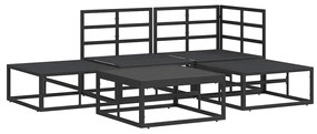 Conjunto de Sofá de Jardim 5 pcs Preto 70 x 70 x 32 cm Alumínio
