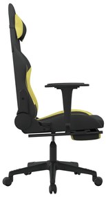 Cadeira Gaming Reclinável com Apoio de Pés em Tecido - Preto/Verde - D