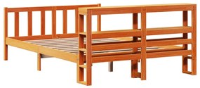 Estrutura cama c/ cabeceira 140x200cm pinho maciço castanho-mel